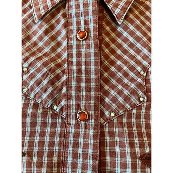 Cruel Retro Denim Festival Western Cowgirl Pearl Snap Shirt Women Medium Aztec - Picture 9 of 13